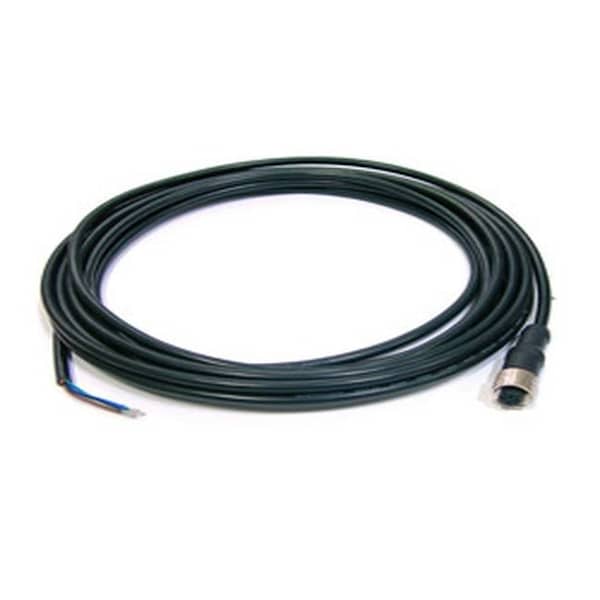 M12 A Code 5P Female to Open Cable, 5 Meter, Wire:UL 24AWG-5C Black, IP68 Protection